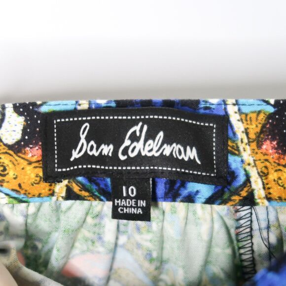 Sam Edelman Womens Skirt Size 10 Blue‎ Green A-line Novelty Parrot Black Lace - Picture 3 of 9